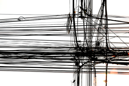 electricity post with many wire, dreamy color background