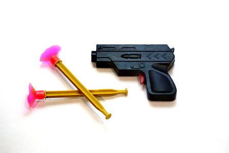 gun toy isolated on white backgroundの写真素材