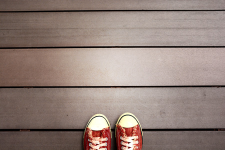 a red shoes on the groundの写真素材