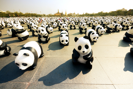 Bangkok,Thailand - MAR 04, 2016: 1500  Pandas campaign  by WWF to save world and save pandas preservation.のeditorial素材