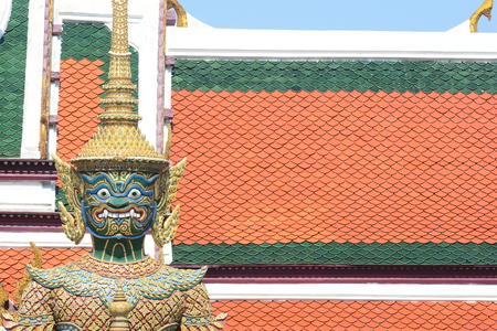 The Thai Giant model with Thai traditional dressの写真素材