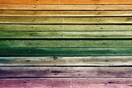 old dirty wood board arrange as a background, colorfulの写真素材
