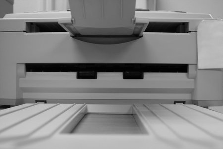 Front of printer in black and white