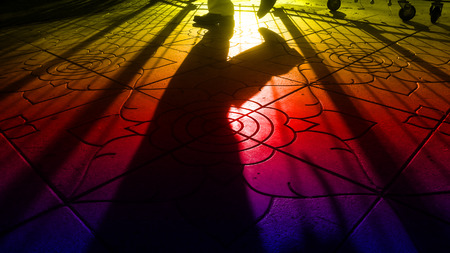 Shadow Silhouette of man, dreamy colorの写真素材