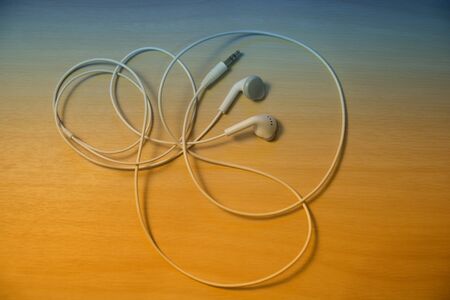 White wired earphonesの写真素材