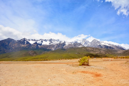 snow mountains landscape in Yading national reserve in  China.の写真素材