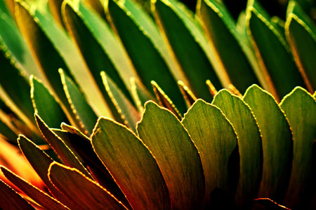 colorful background on green tropical leaf pattern