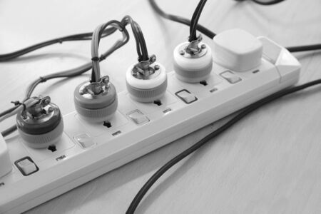 Extension lead, eatension cable, extension cord for extending plug with lots of plug, socketの写真素材