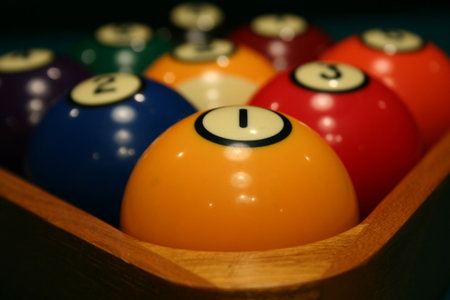 An image of some Racked billiard balls