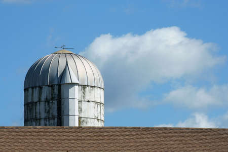 a Grain Silo against a blue skyの写真素材