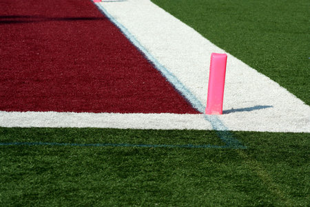 The backline of a Football end zone