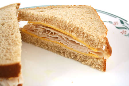 Isolated Turkey Sandwich on Whole Grain Breadの写真素材