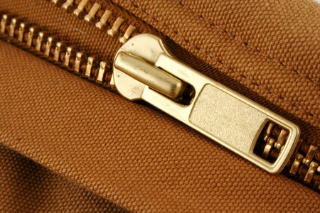 A Large gold zipper macroの写真素材