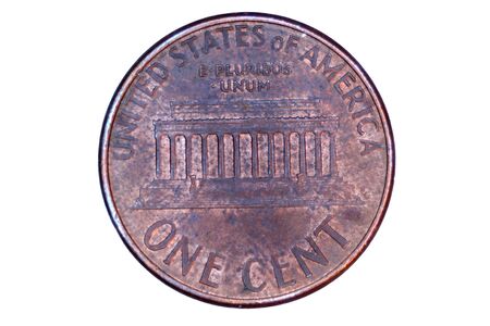 A Isolated US penny backの写真素材