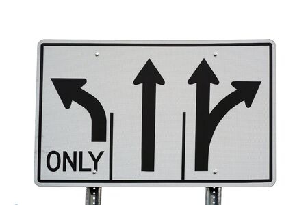 a sign with three arrows on it.の写真素材