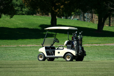 A Golf t on the fairway of a courseの写真素材