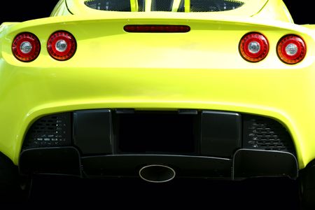 A Yellow sports car rear viewの写真素材