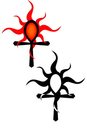 Tribal ankh tattoos with sunのイラスト素材