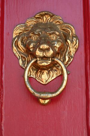 A Brass lion door knockerの写真素材