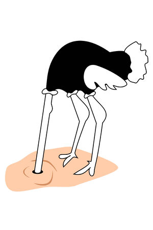 A ostrich with its head buried in the sandのイラスト素材