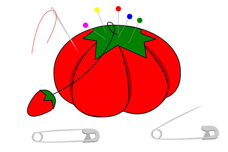 A pincushion with pins and needlesのイラスト素材