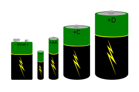 A set of green and black batteriesのイラスト素材