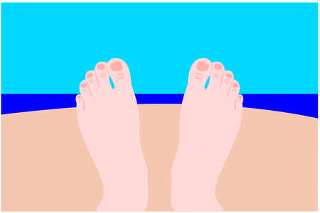 A pair of feet on the beachのイラスト素材