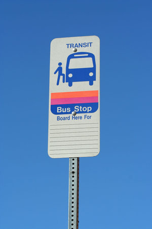 Bus stop sign with space to add a destinationの写真素材