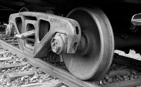 A set of Train wheels on the trackの写真素材