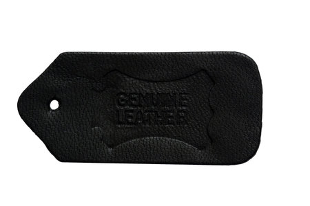 A Black leather tag isolatedの写真素材