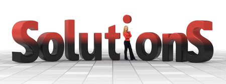Business woman puts the dot on the i - She's got the solution