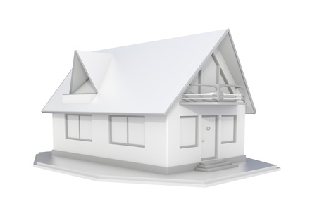 3d rendered white real estate isolated on white backgroundの写真素材