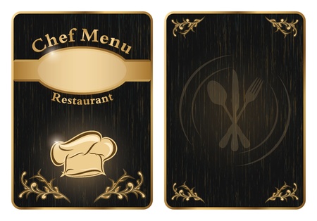 Chef menu board covers - golden isolatedのイラスト素材