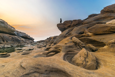 Sam pan bok is Unseen Thailand or Thailand grancanyon there are in Ubon Ratchathani, Thailandの写真素材