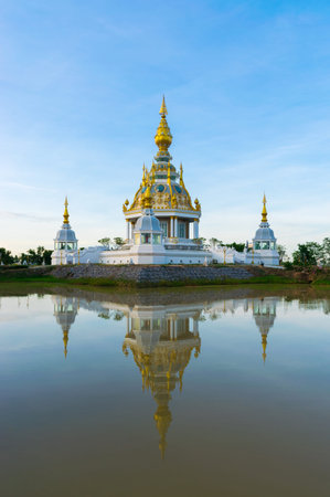 Beautiful modern pagoda at Wat Thung Setthi  with blue sky at Khon Kaen, Thailand.