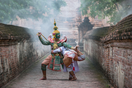 Khon is Traditional Thai drama dance perform at the old capital city of Thailand Ayuthaya.の写真素材