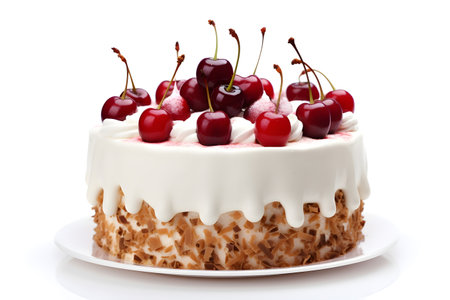 Birthday and celebrates cake on an isolated white background.の素材