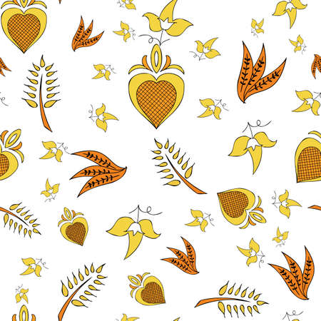 Vector white background Brittany celtic, Breton trational folklore symbols seamless pattern. Seamless pattern backgroundのイラスト素材