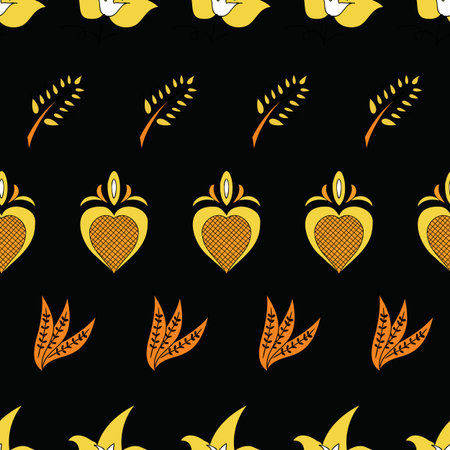 Vector black background Brittany celtic, Breton trational folklore symbols seamless pattern....
