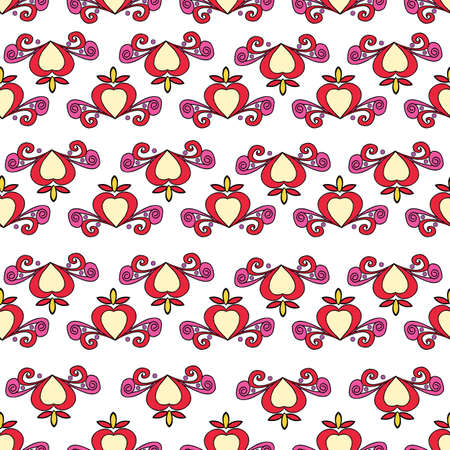 Vector white background Brittany celtic, Breton trational folklore symbols seamless pattern. Seamless pattern backgroundのイラスト素材