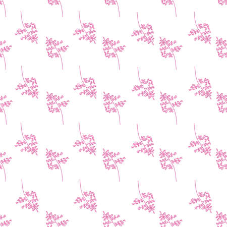 Vector white background herbs, leaf, flowers and plants texture seamless pattern. Seamless pattern backgroundのイラスト素材