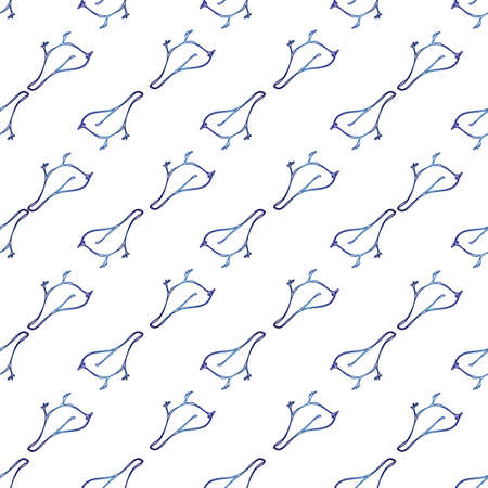 Vector white background birds silhouette seamless pattern. Blue tit, Purple Finch, Seamless pattern backgroundのイラスト素材