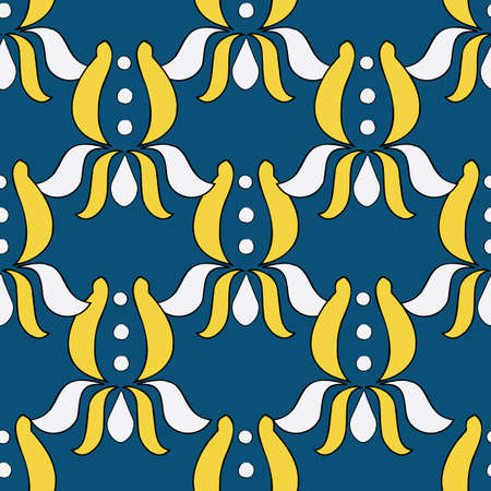 Vector dark blue background Brittany celtic, Breton trational folklore symbols seamless pattern. Seamless pattern backgroundのイラスト素材