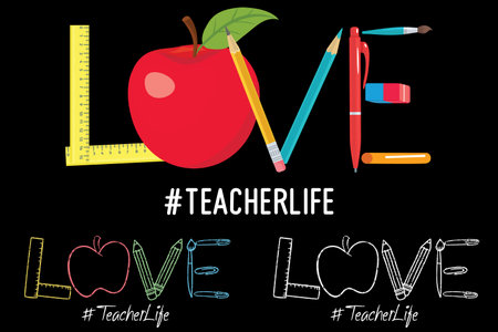 Love Teacher Life Apple Pencil Graphicのイラスト素材