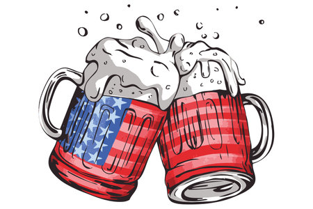 American USA Flag Beer Mug Cheersの写真素材