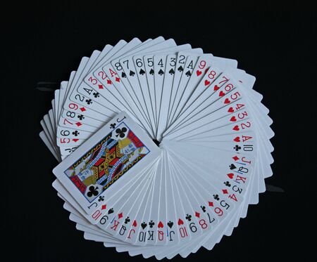 Pack of playing cards spread in a fan shapeのeditorial素材