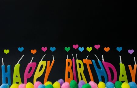 Happy birthday in wax candlesの写真素材