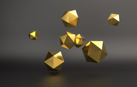 gold elegant geometry luxury abstract platonic background 3D Rendering, 3D Illustration 