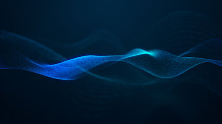 beautiful abstract wave technology digital network background with blue light digital effect...