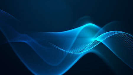 beautiful abstract wave technology digital network background with blue light digital effect...